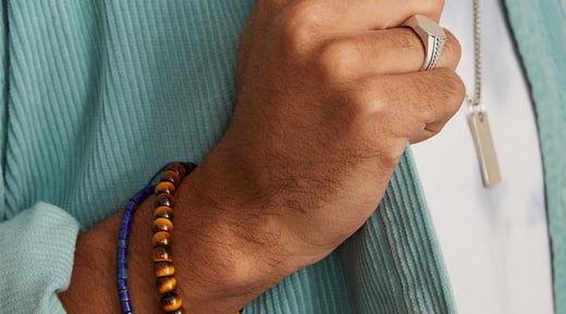 Cade Oxidized Sterling Silver Corded Bracelet in Brown Tiger's Eye